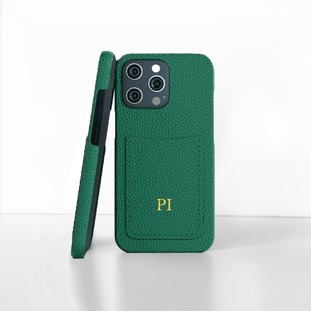 Green Pebble Genuine Leather Pocket Phone Cases | iPhone and Samsung
