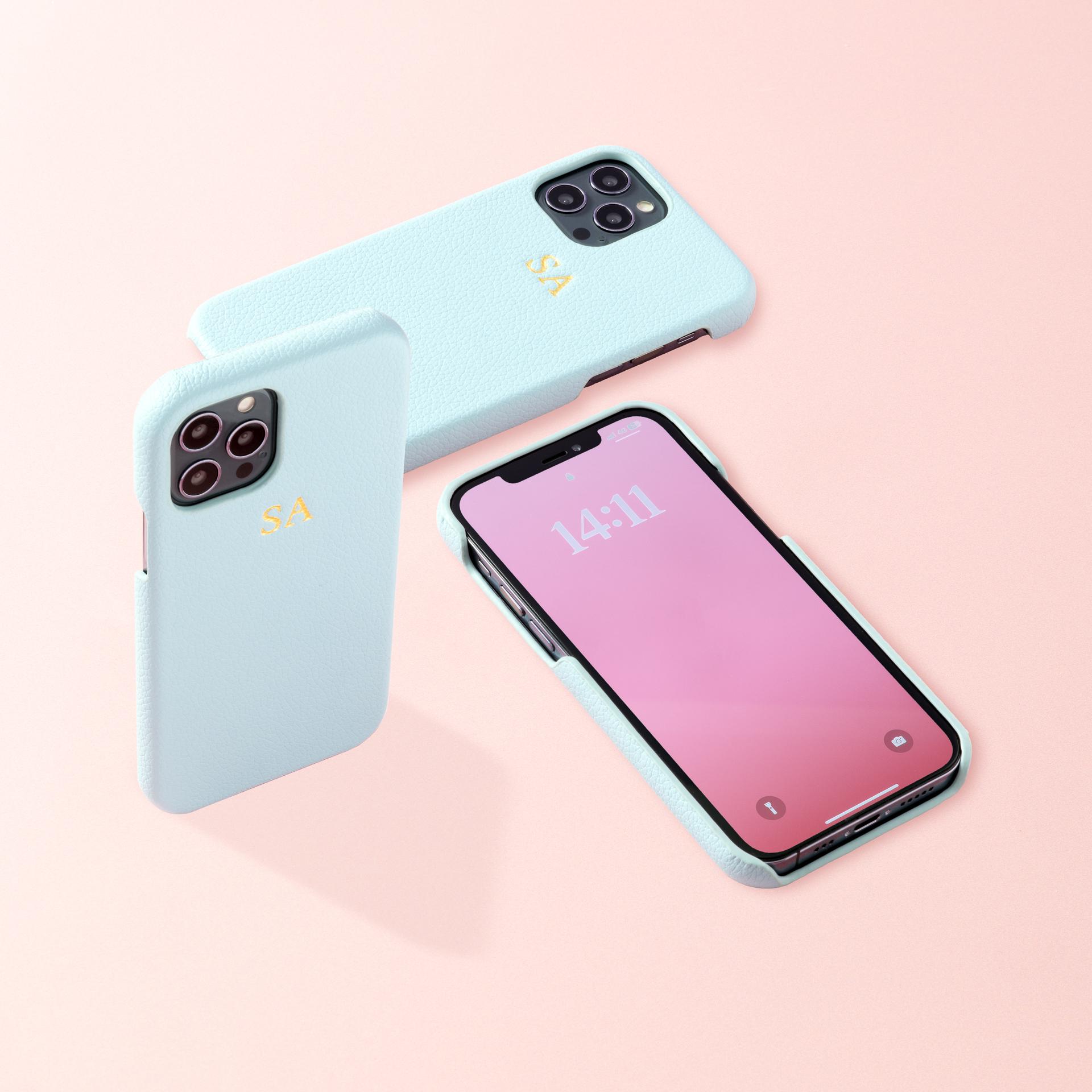 Baby Blue Pebble Genuine Leather Phone Case | The Best Leather iPhone Case | Available with cheap price | 100% Genuine Leather iPhone Case | Latest Designs Available 