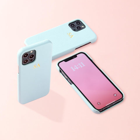 Baby Blue Pebble Genuine Leather Phone Case | The Best Leather iPhone Case | Available with cheap price | 100% Genuine Leather iPhone Case | Latest Designs Available 