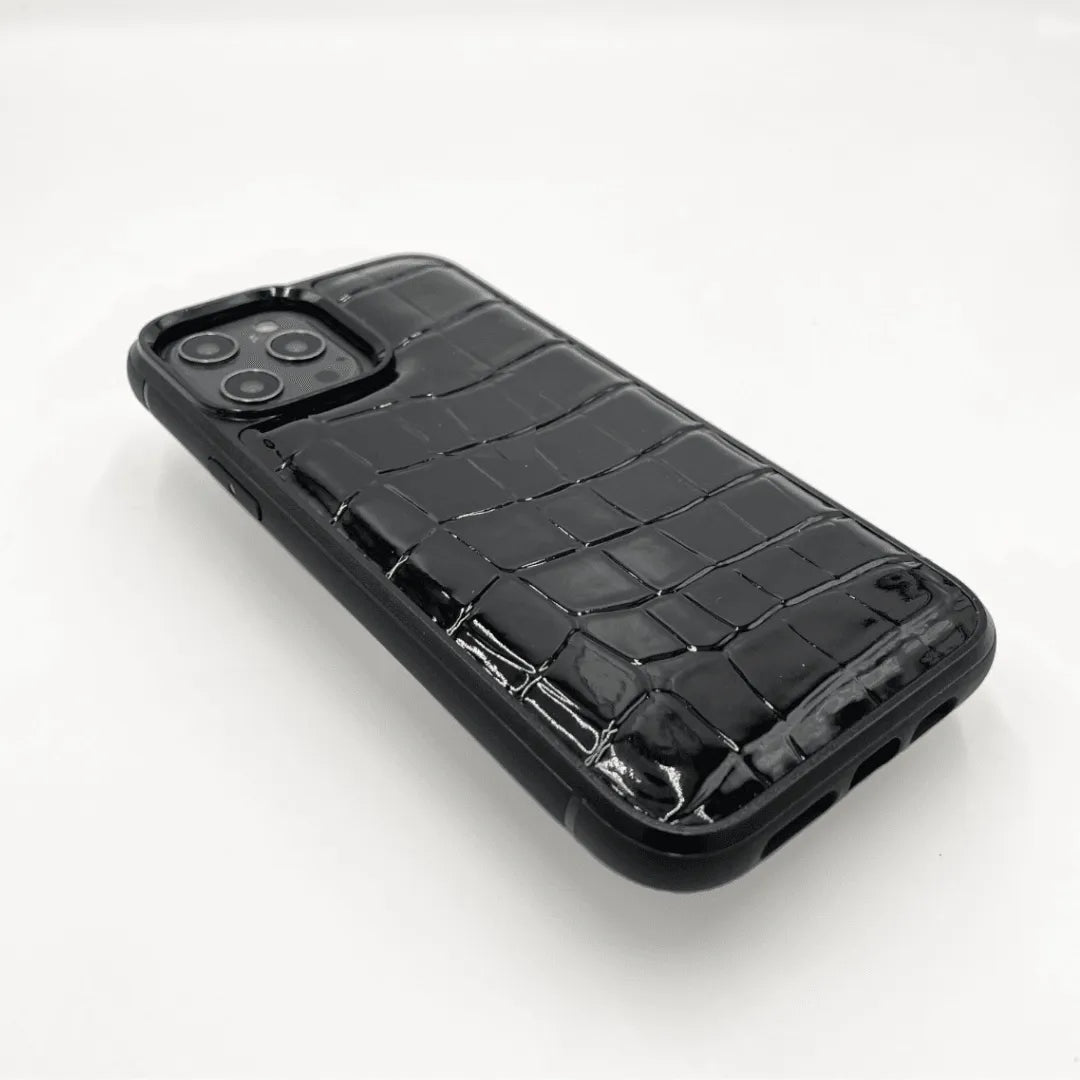 The Best Black Gloss Croc Genuine Leather iPhone Cases | Using 100% Genuine Leather 