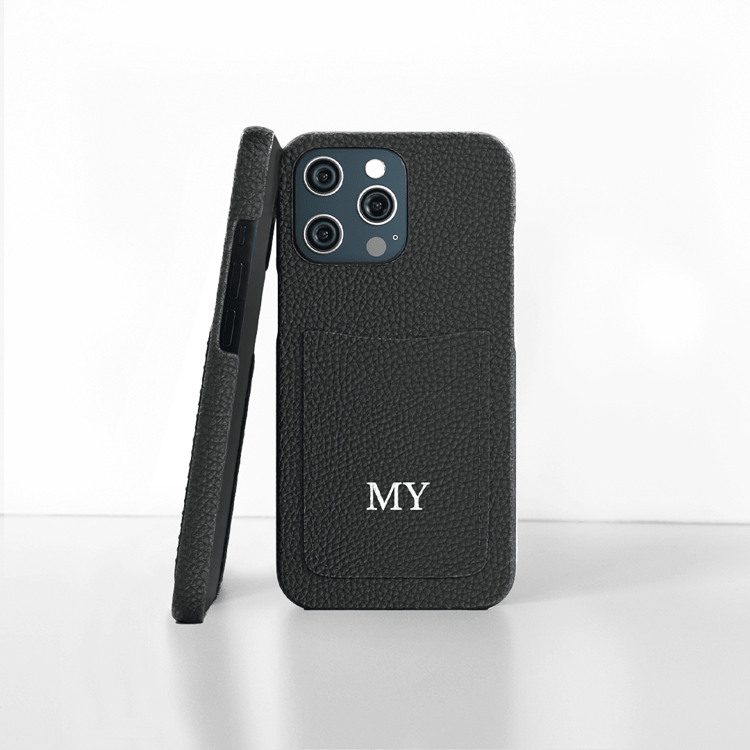 Black Pebble Genuine Leather | Pocket Phone Cases