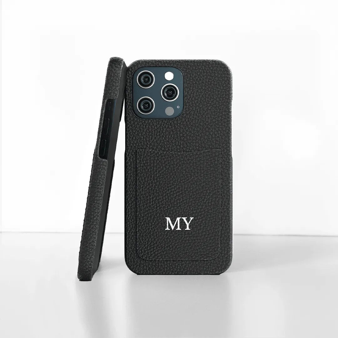 Black Pebble Genuine Leather | Pocket Phone Cases