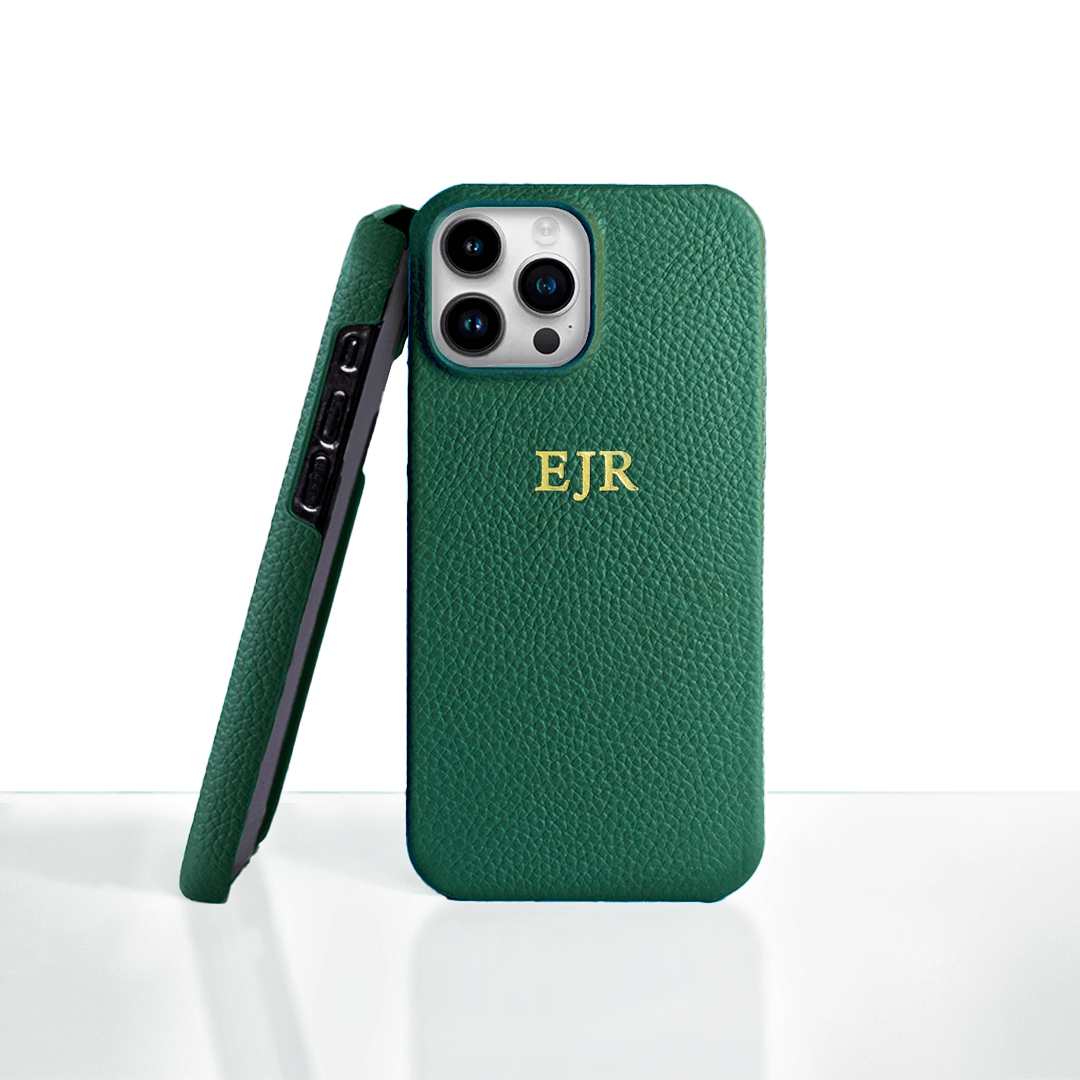 Green Pebble Genuine Leather Phone Case Using High Quality Material  with customized Logo