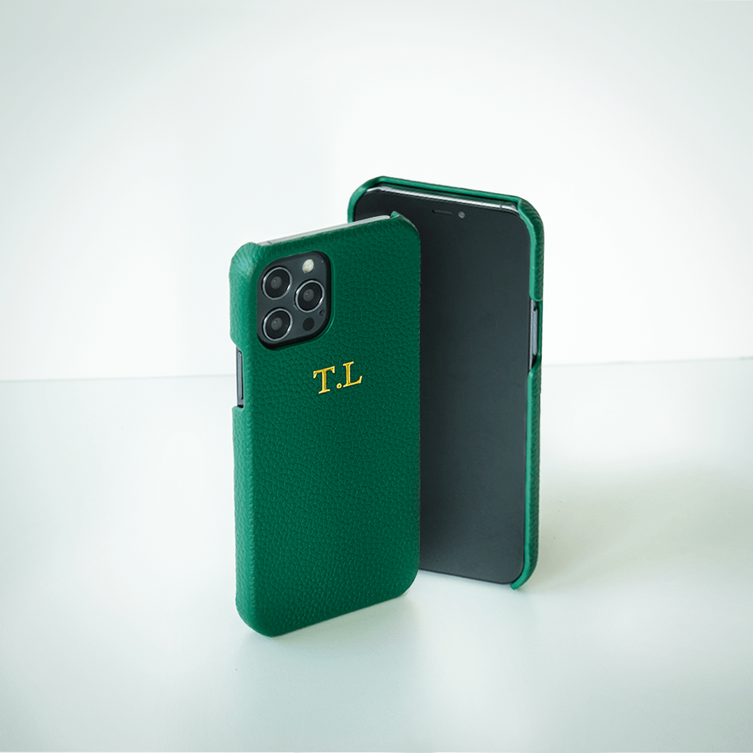 Best Green Pebble Genuine Leather Phone Case Using High Quality Material