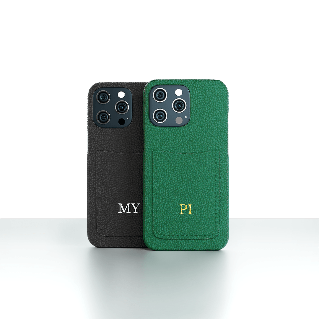 Pebble Genuine Leather Pocket Phone Cases | Green and Black