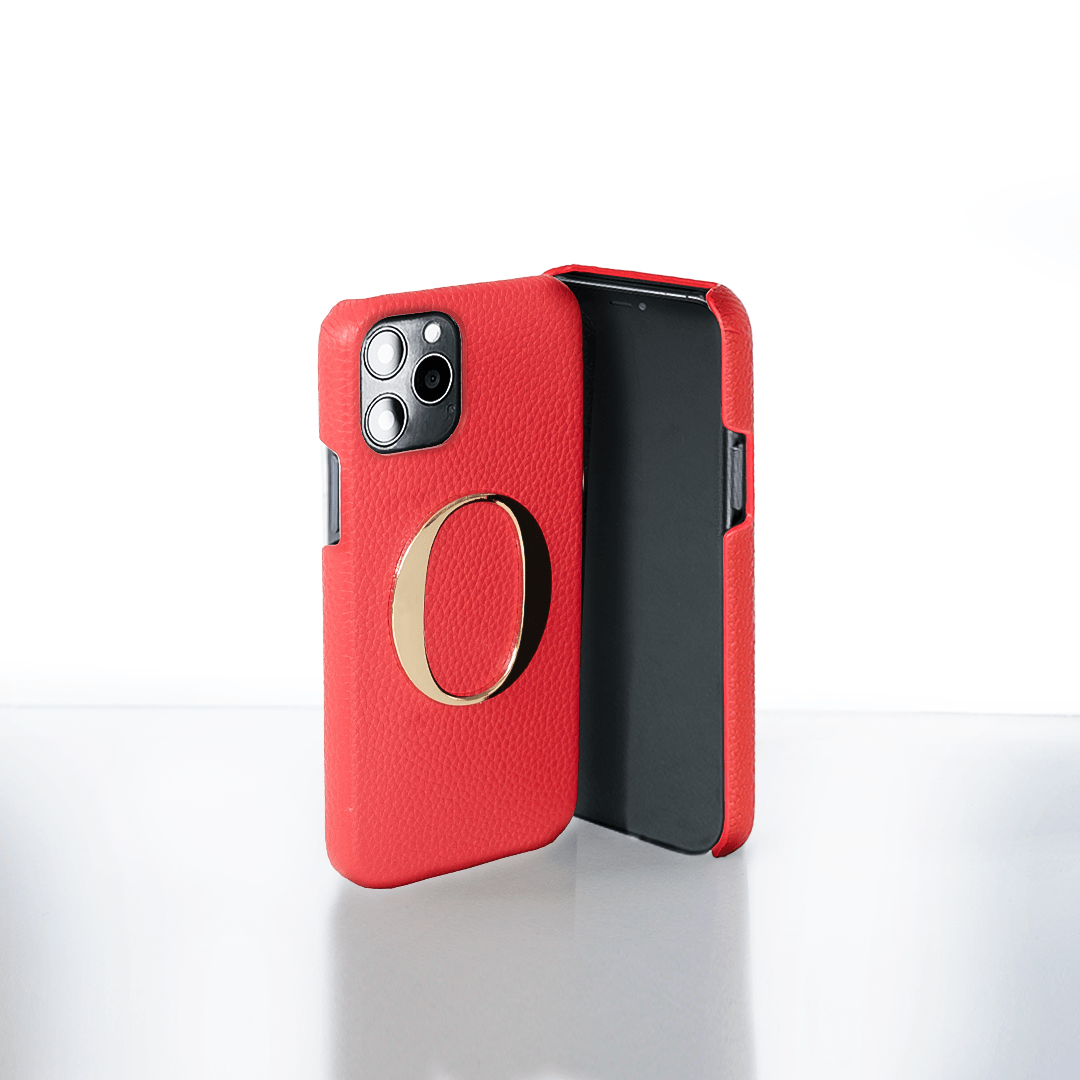 Red Pebble Genuine Leather Letter Phone Cases | Custom Logo Designs | Best Leather Phone Cases | iPhone Latest Models Phone Case