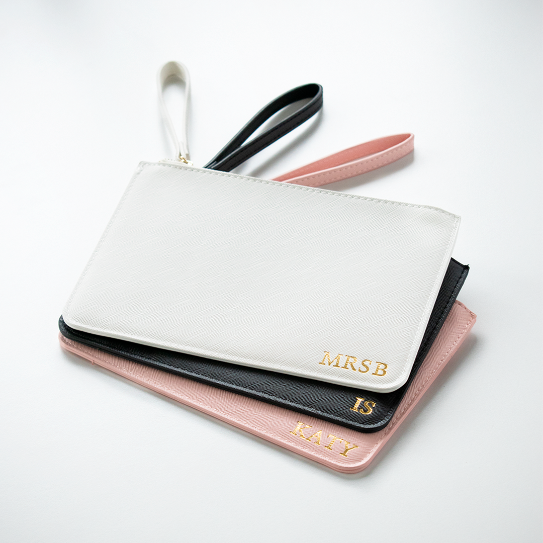 Personalised leather clutch deals