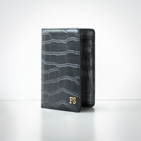 Black Croc Leather Passport Holder