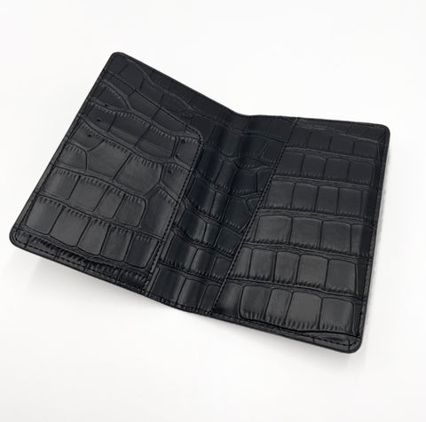 Black Croc Leather Passport Holder